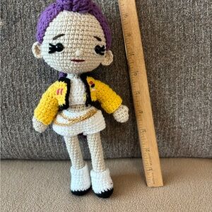 Rumi Handmade Crochet Doll with Yellow Jacket. Demon Hunters